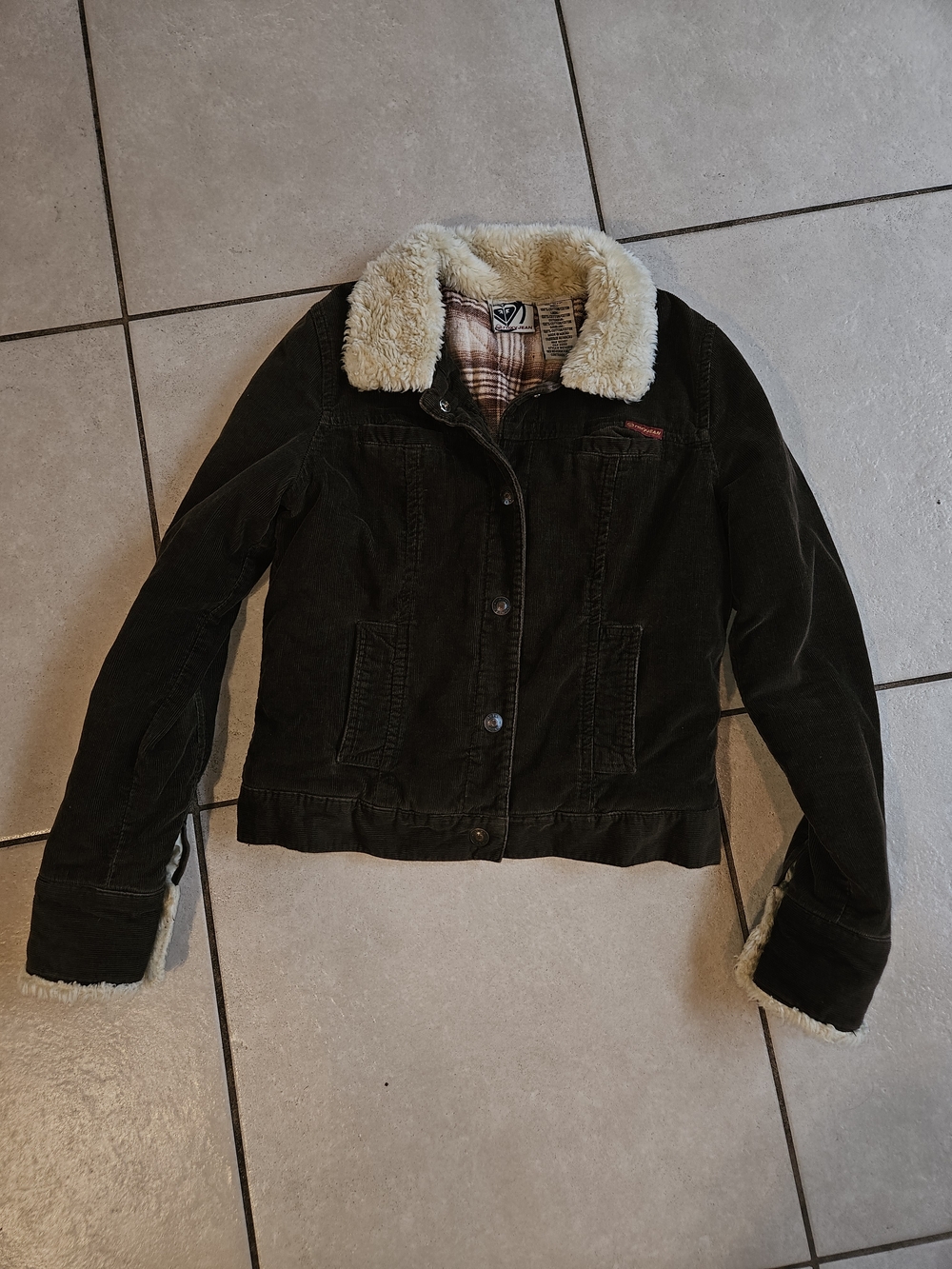 Roxy Brown Corduroy Jacket with Cream Sherpa Collar